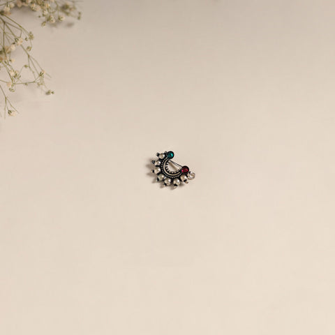 Multicolor - oxidised german silver stone work nosepin 21