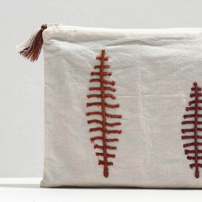 Handcrafted Cotton Recycled Leaf Design Tablet Pouch (10 x 8 in)