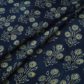 Blue - Ajrakh Hand Block Print Natural Dyed Modal Silk Fabric 35