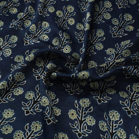 Blue - Ajrakh Hand Block Print Natural Dyed Modal Silk Fabric 35