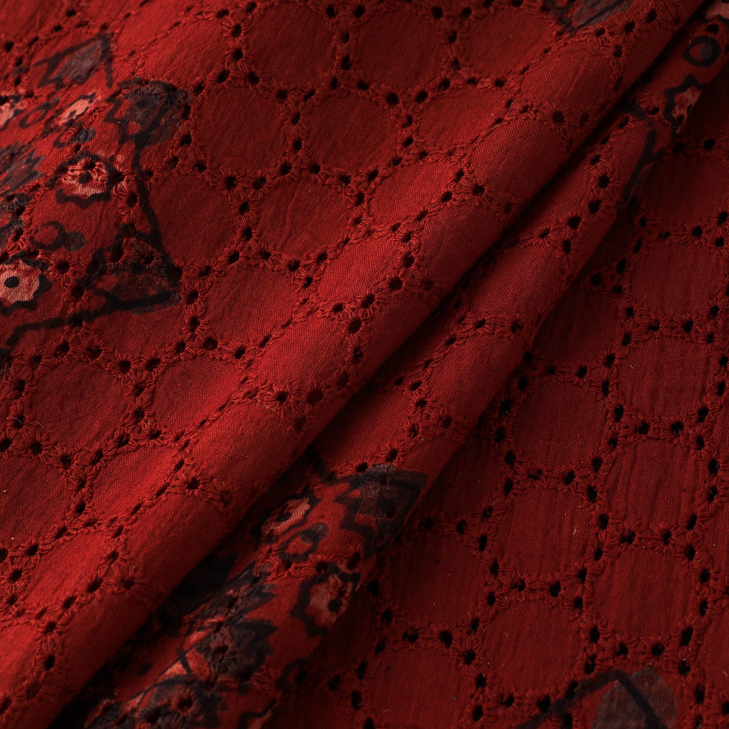 Natural Dyed Ajrakh Hand Block Print Cotton Hakoba Fabric 45
