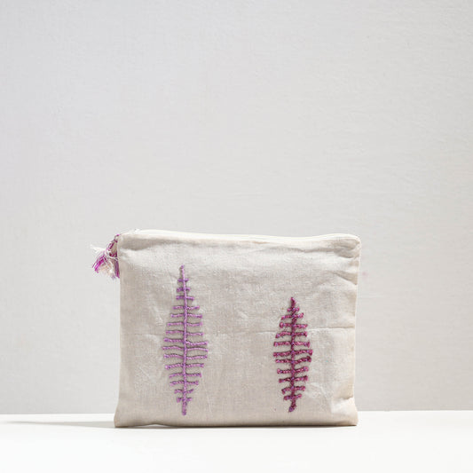 Handcrafted Cotton Recycled Leaf Design Tablet Pouch (10 x 8 in)