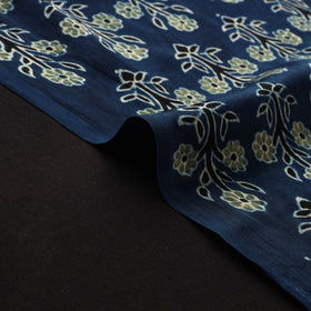 Blue - Ajrakh Hand Block Print Natural Dyed Modal Silk Fabric 35