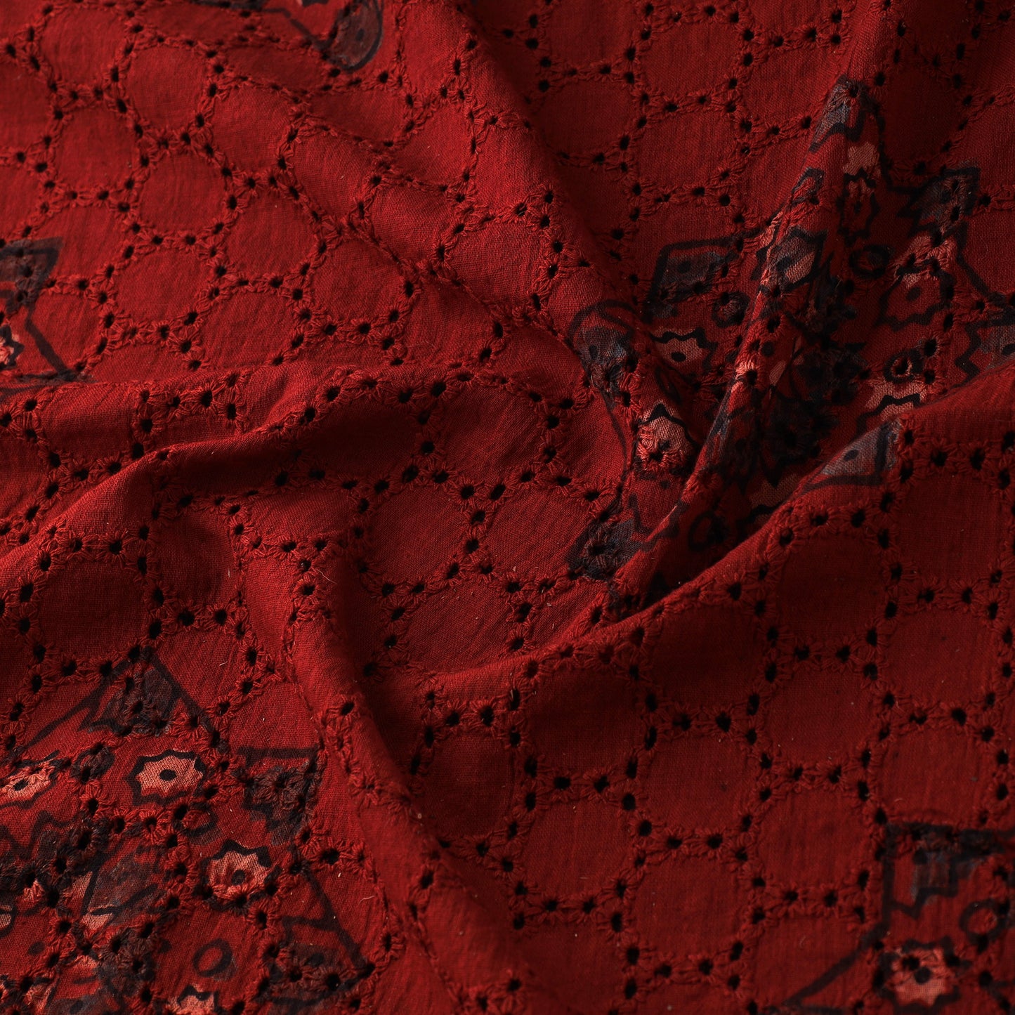 Natural Dyed Ajrakh Hand Block Print Cotton Hakoba Fabric 45