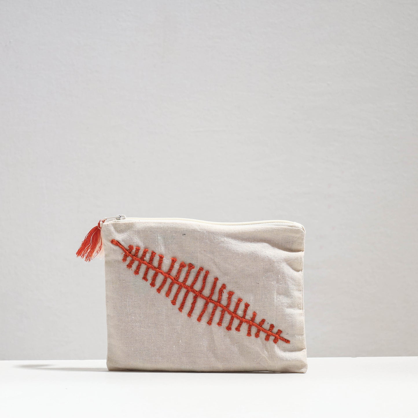 Handcrafted Cotton Recycled Leaf Design Cosmetic Pouch