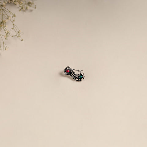 Multicolor - oxidised german silver stone work nosepin 27