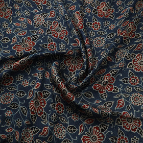 Blue - Ajrakh Hand Block Print Natural Dyed Modal Silk Fabric 36