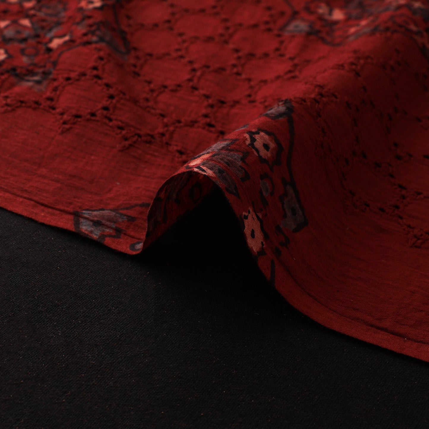 Natural Dyed Ajrakh Hand Block Print Cotton Hakoba Fabric 45