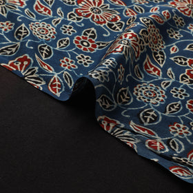 Blue - Ajrakh Hand Block Print Natural Dyed Modal Silk Fabric 36
