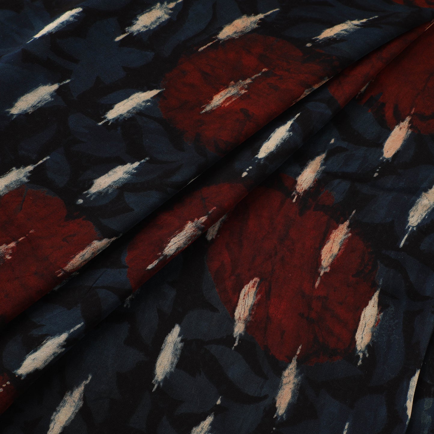 Blue - Ajrakh Hand Block Print Natural Dyed Modal Silk Fabric 37