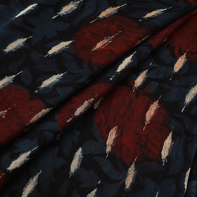 Blue - Ajrakh Hand Block Print Natural Dyed Modal Silk Fabric 37