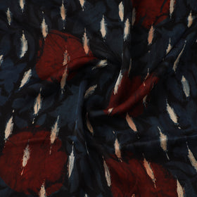 Blue - Ajrakh Hand Block Print Natural Dyed Modal Silk Fabric 37