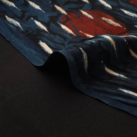 Blue - Ajrakh Hand Block Print Natural Dyed Modal Silk Fabric 37