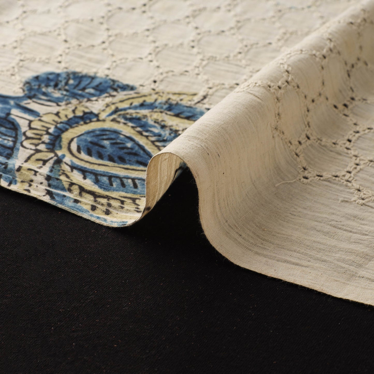 Natural Dyed Ajrakh Hand Block Print Cotton Hakoba Fabric 46
