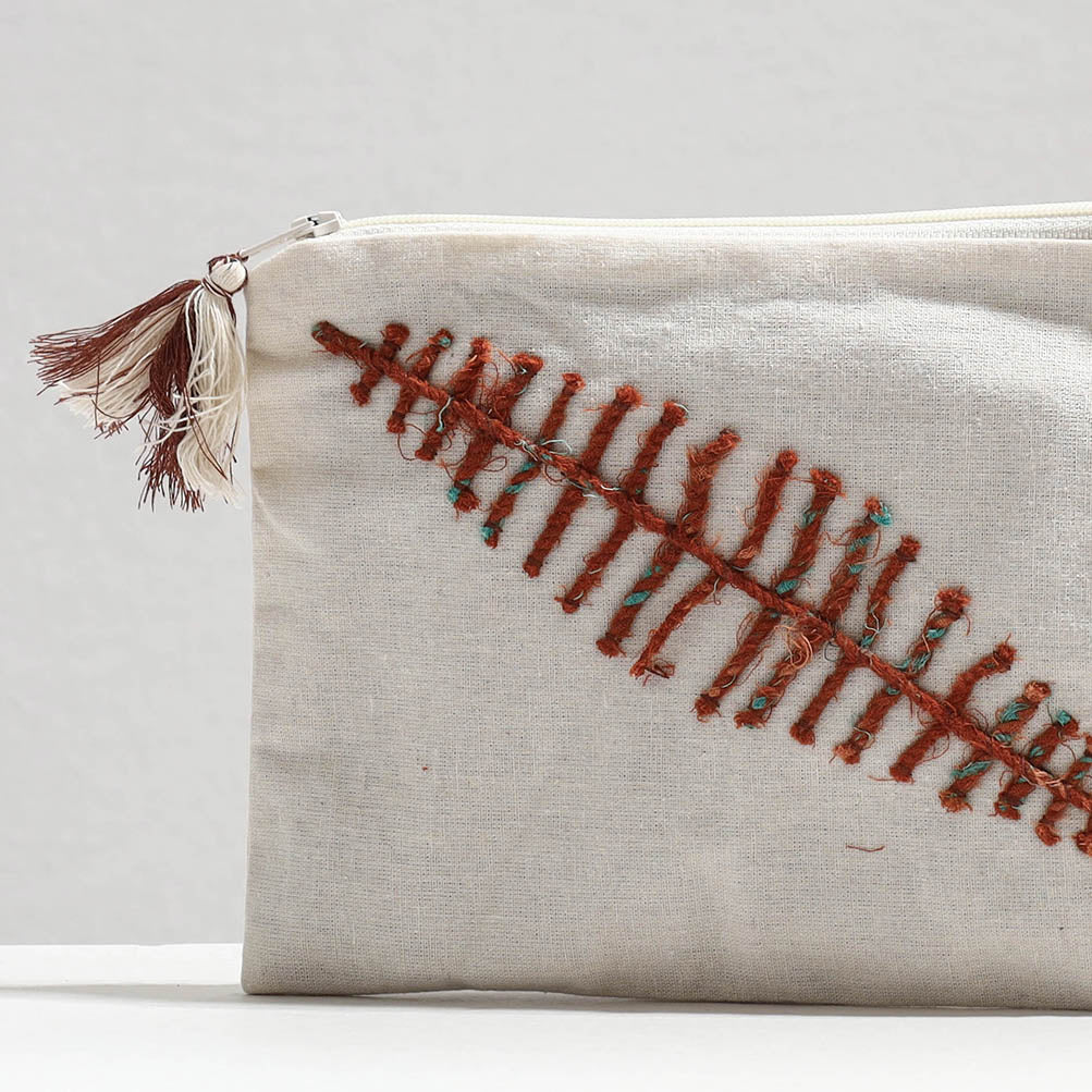 Handcrafted Cotton Recycled Leaf Design Cosmetic Pouch