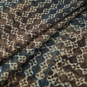 Brown - Ajrakh Hand Block Print Natural Dyed Modal Silk Fabric 39