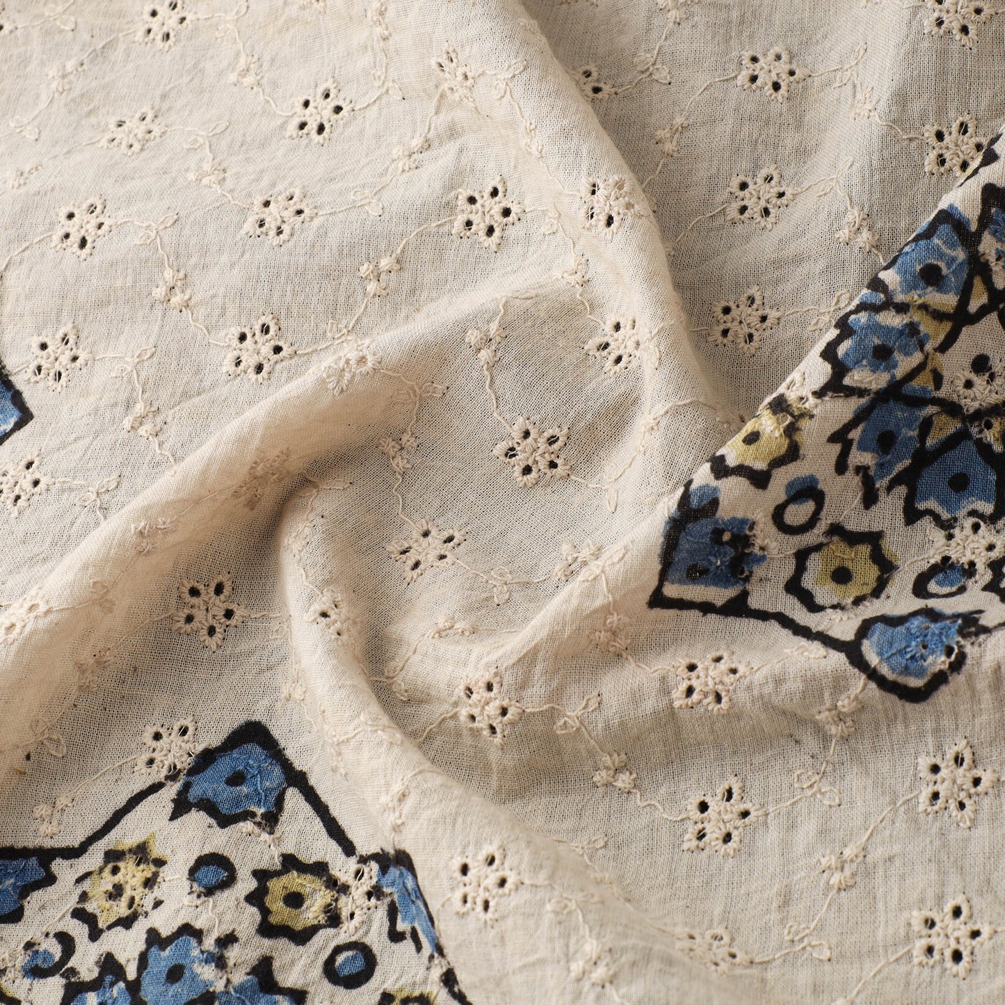 Natural Dyed Ajrakh Hand Block Print Cotton Hakoba Fabric 47
