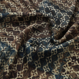 Brown - Ajrakh Hand Block Print Natural Dyed Modal Silk Fabric 39