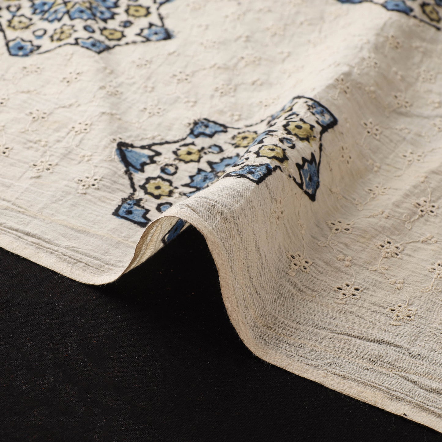 Natural Dyed Ajrakh Hand Block Print Cotton Hakoba Fabric 47