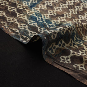Brown - Ajrakh Hand Block Print Natural Dyed Modal Silk Fabric 39