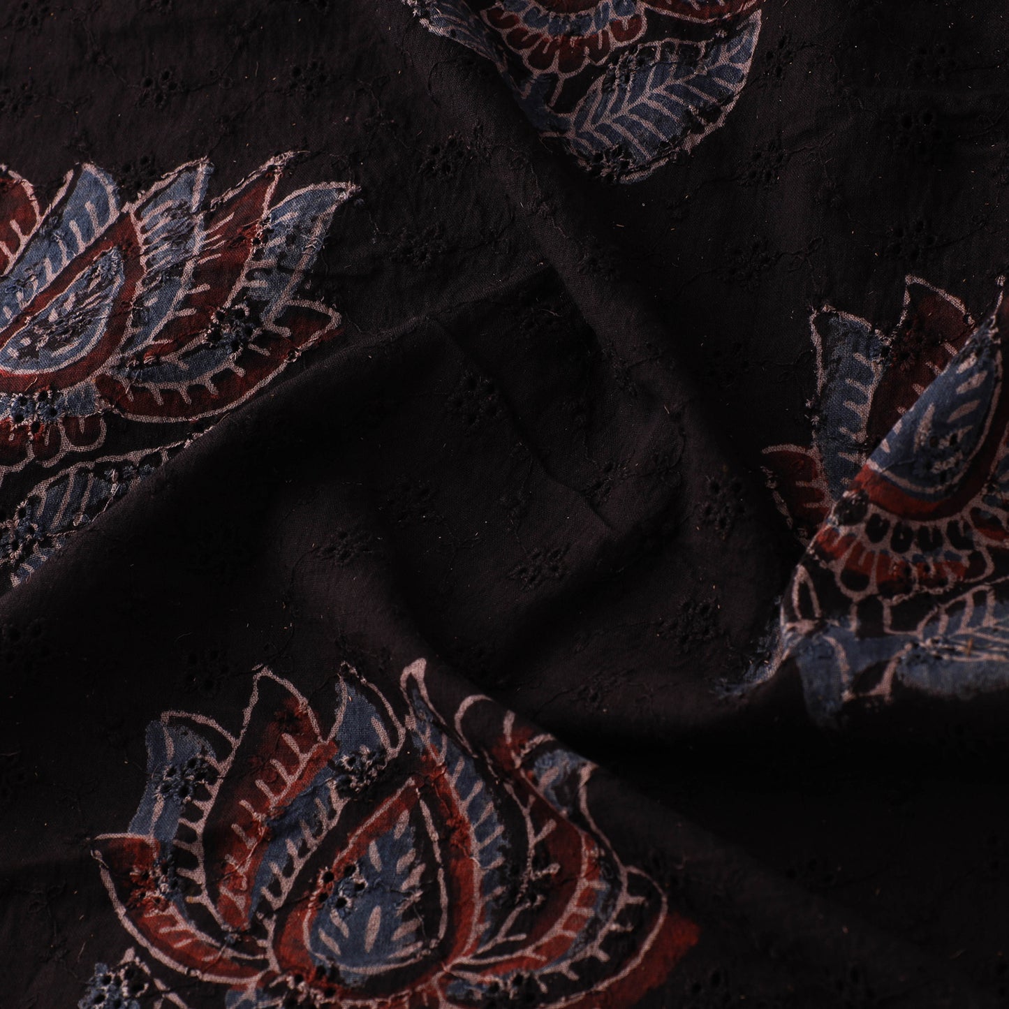 Natural Dyed Ajrakh Hand Block Print Cotton Hakoba Fabric 48