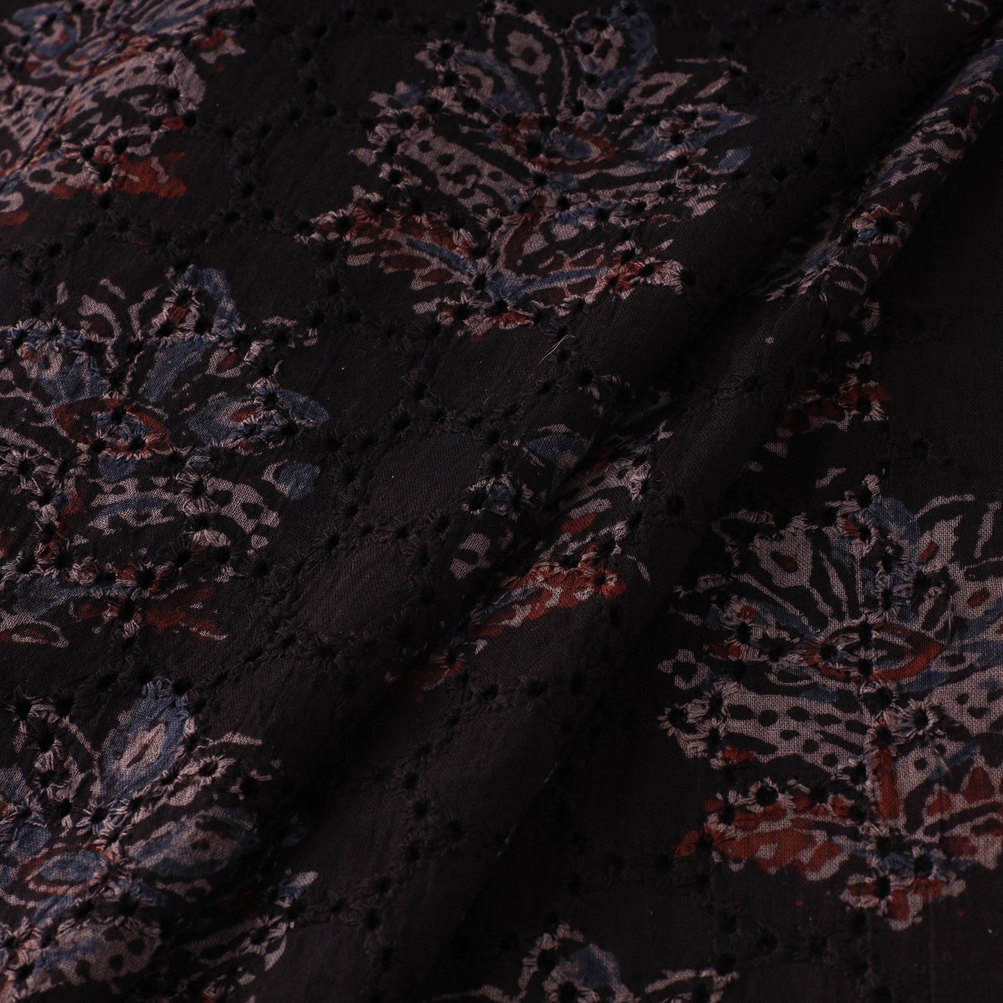 Natural Dyed Ajrakh Hand Block Print Cotton Hakoba Fabric 49