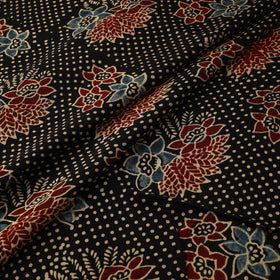 Black - Ajrakh Hand Block Print Natural Dyed Modal Silk Fabric 40