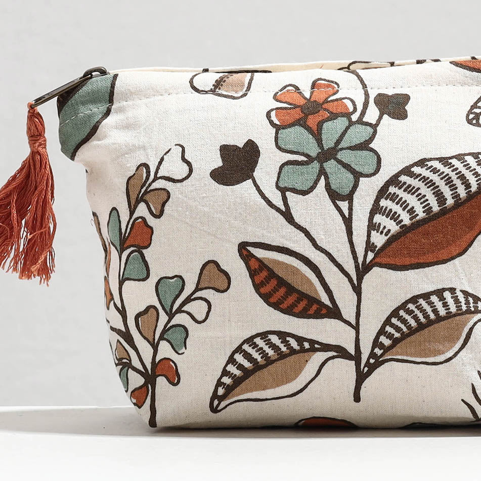 Handcrafted Printed Cotton Cosmetic Pouch