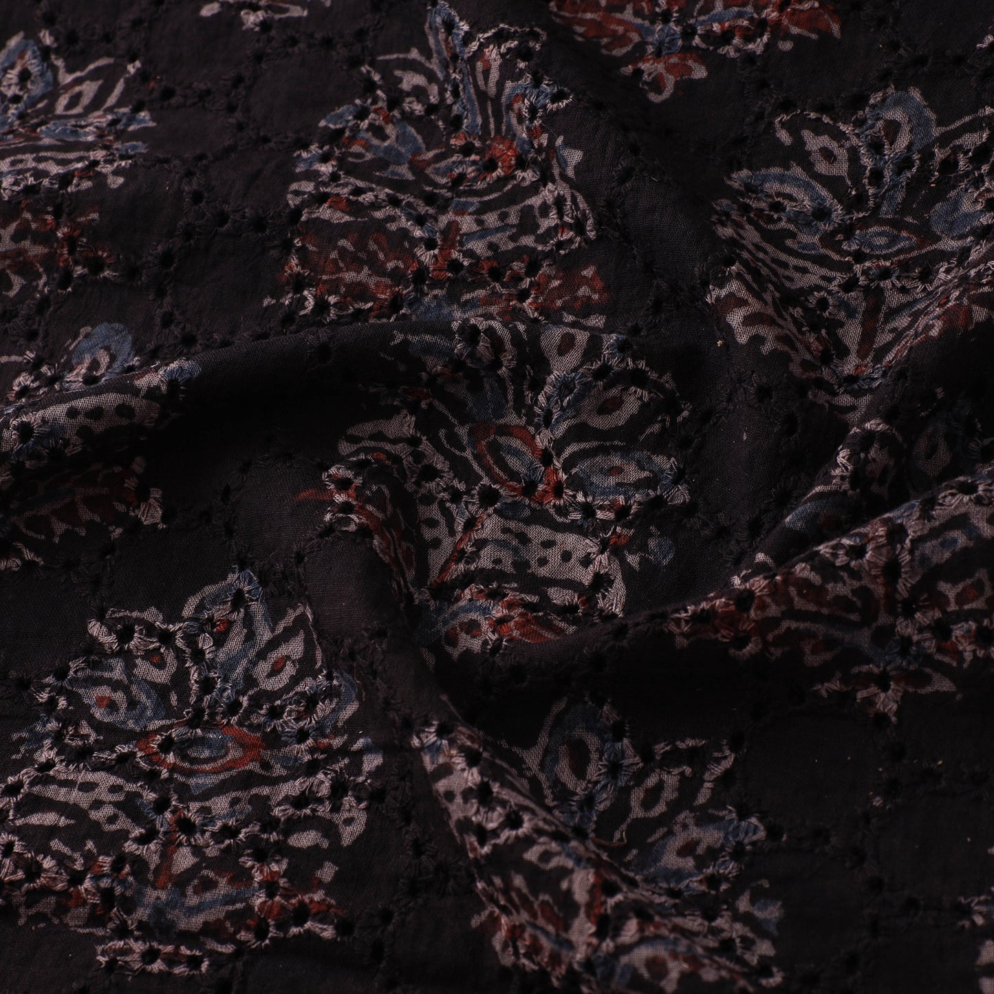 Natural Dyed Ajrakh Hand Block Print Cotton Hakoba Fabric 49