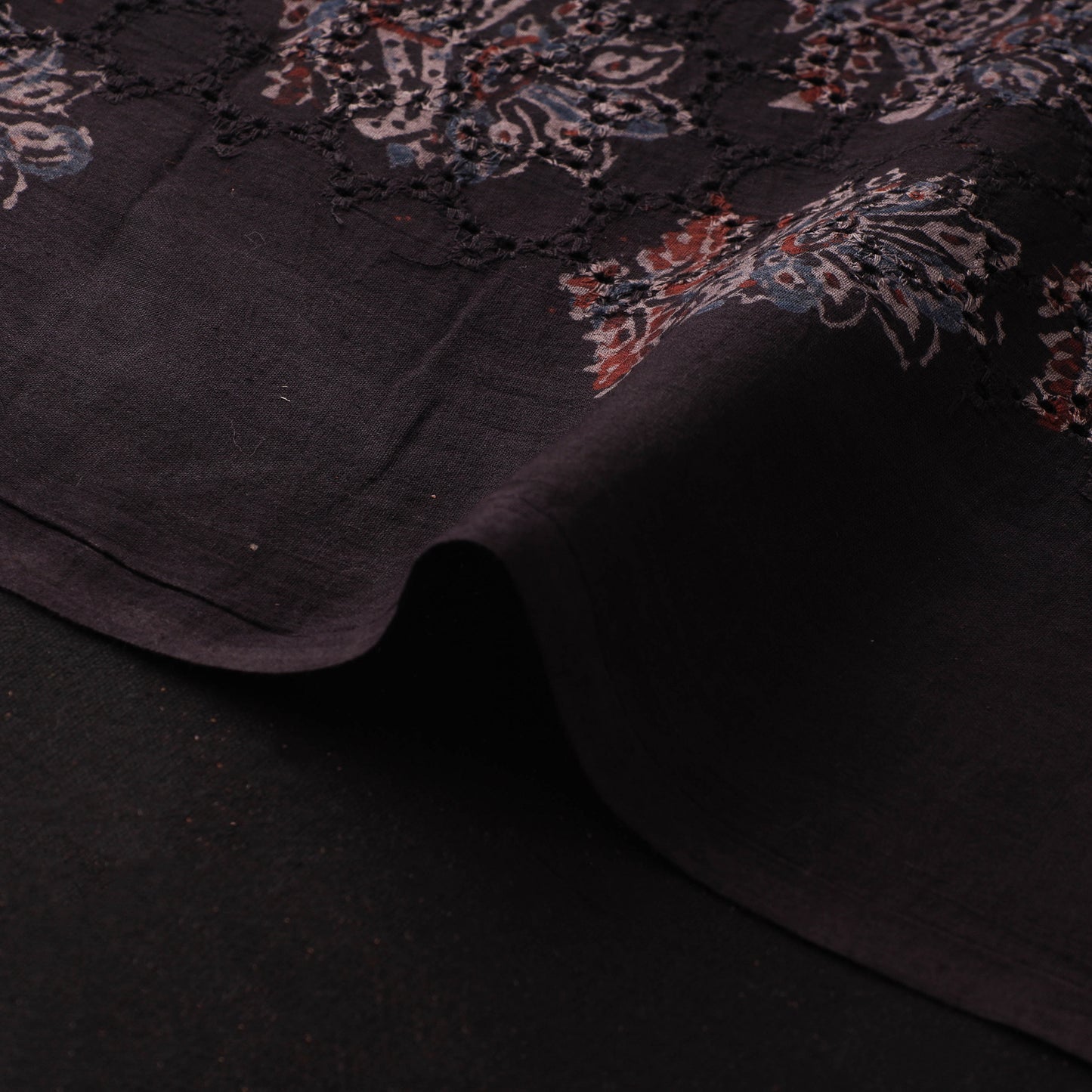 Natural Dyed Ajrakh Hand Block Print Cotton Hakoba Fabric 49