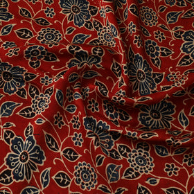 Red - Ajrakh Hand Block Print Natural Dyed Modal Silk Fabric 41