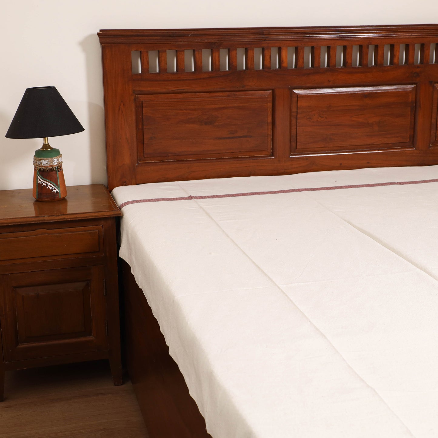 Handloom Cotton Single Bedsheet (90 x 60 in) 217