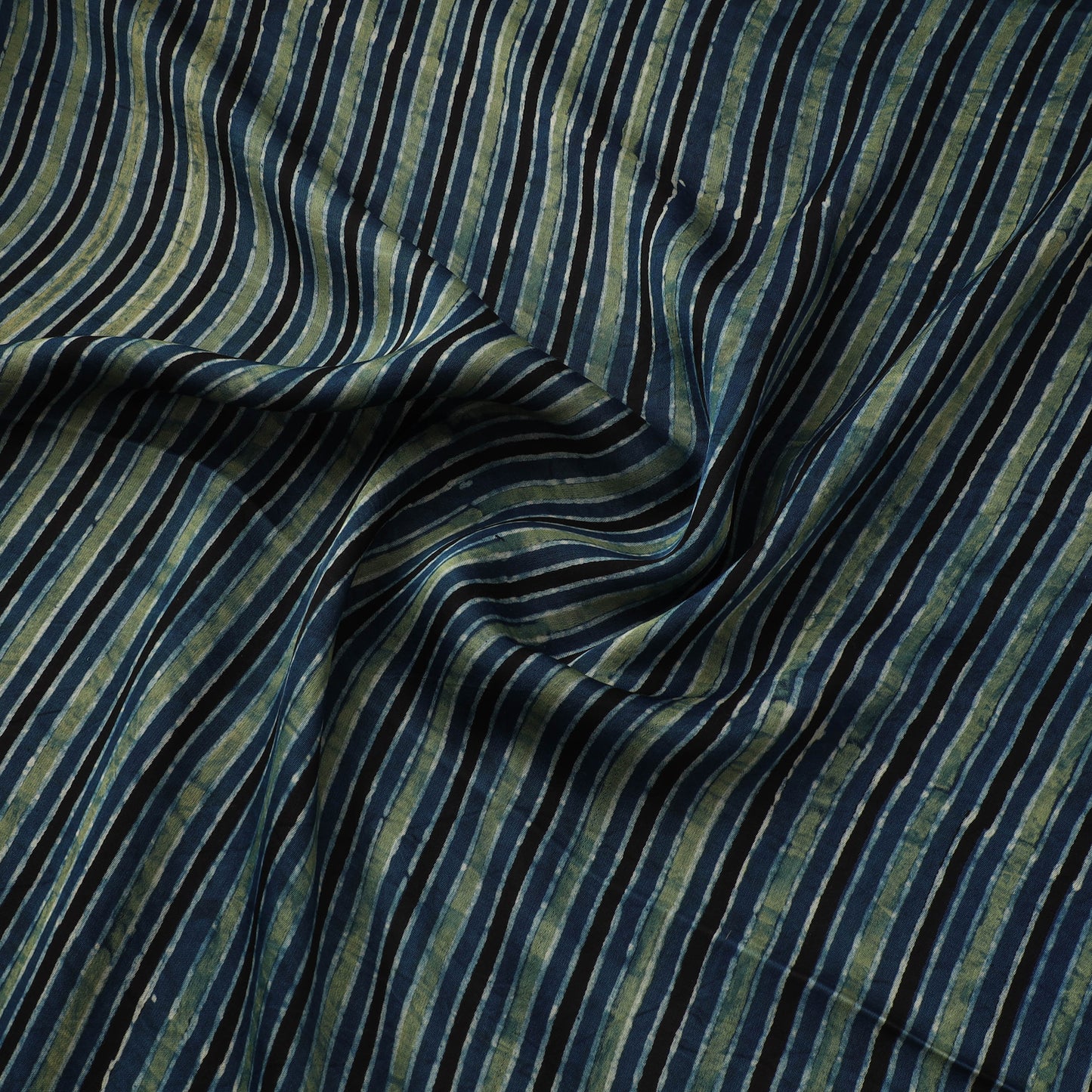 Blue - Ajrakh Hand Block Print Natural Dyed Modal Silk Fabric 45
