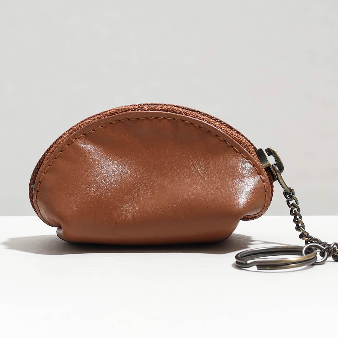 Handcrafted Leather Coin Pouch with Keychain