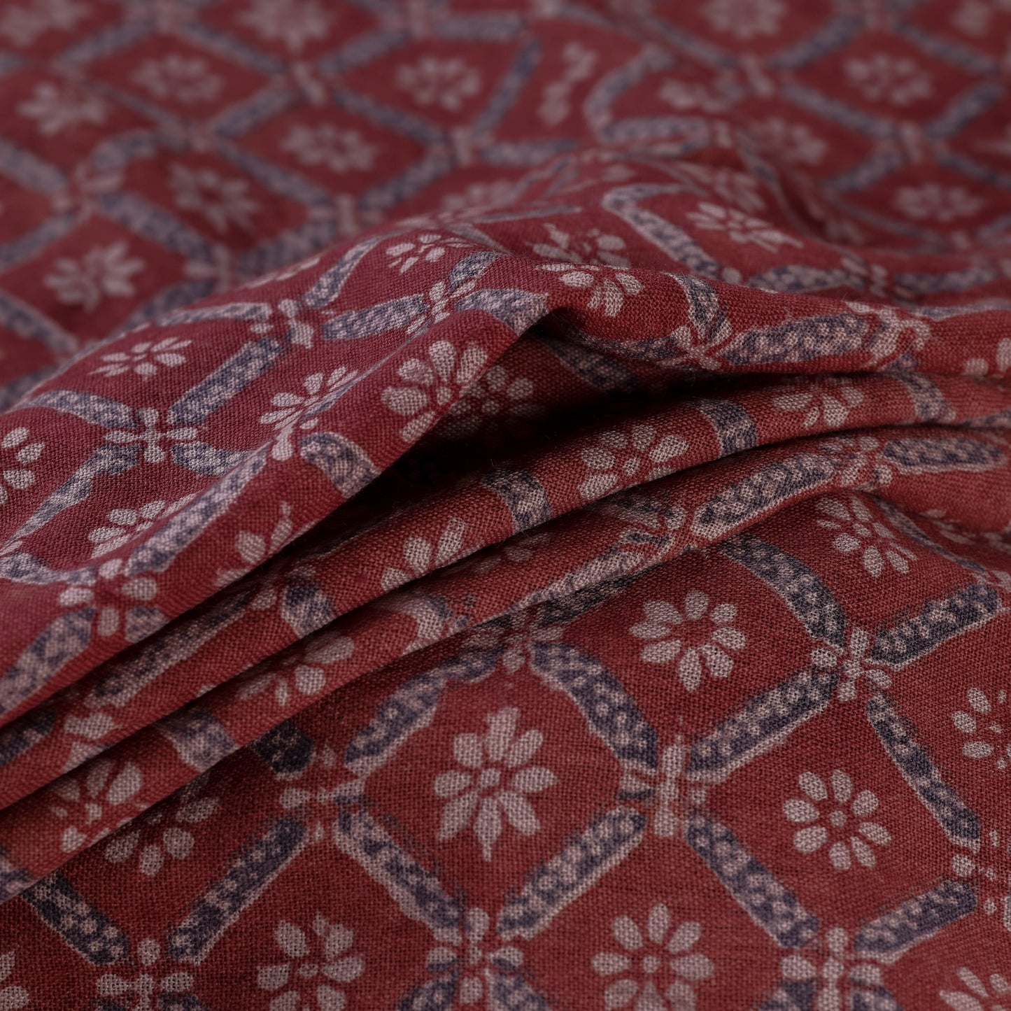 Bagh Hand Block Print Pure Handwoven Merino Wool Natural Dyed Fabric 01