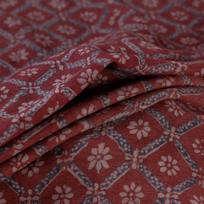 Bagh Hand Block Print Pure Handwoven Merino Wool Natural Dyed Fabric 01