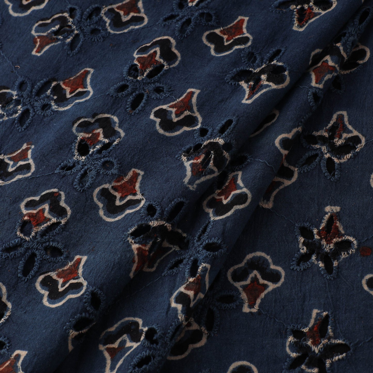 Natural Dyed Ajrakh Hand Block Print Cotton Hakoba Fabric 52