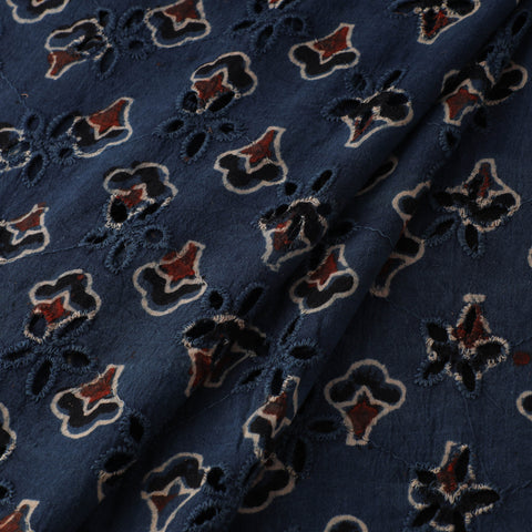 Natural Dyed Ajrakh Hand Block Print Cotton Hakoba Fabric 52