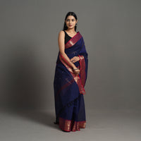 Blue - Kanchipuram Cotton Saree with Buti & Thread Border 29