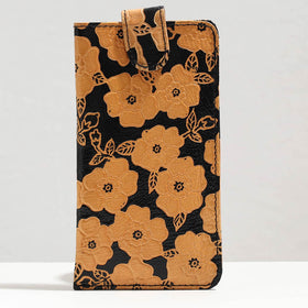 Yellow Handcrafted Embossed Leather Spectacle Case