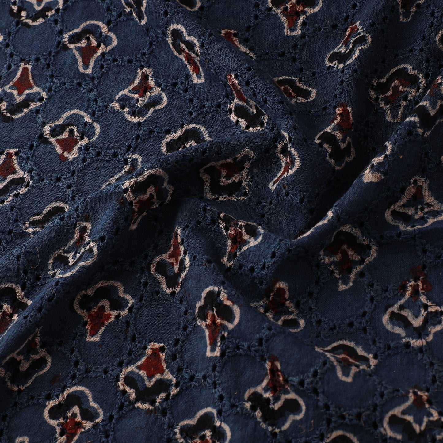 Natural Dyed Ajrakh Hand Block Print Cotton Hakoba Fabric 53
