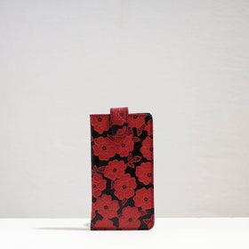 Red Handcrafted Embossed Leather Spectacle Case