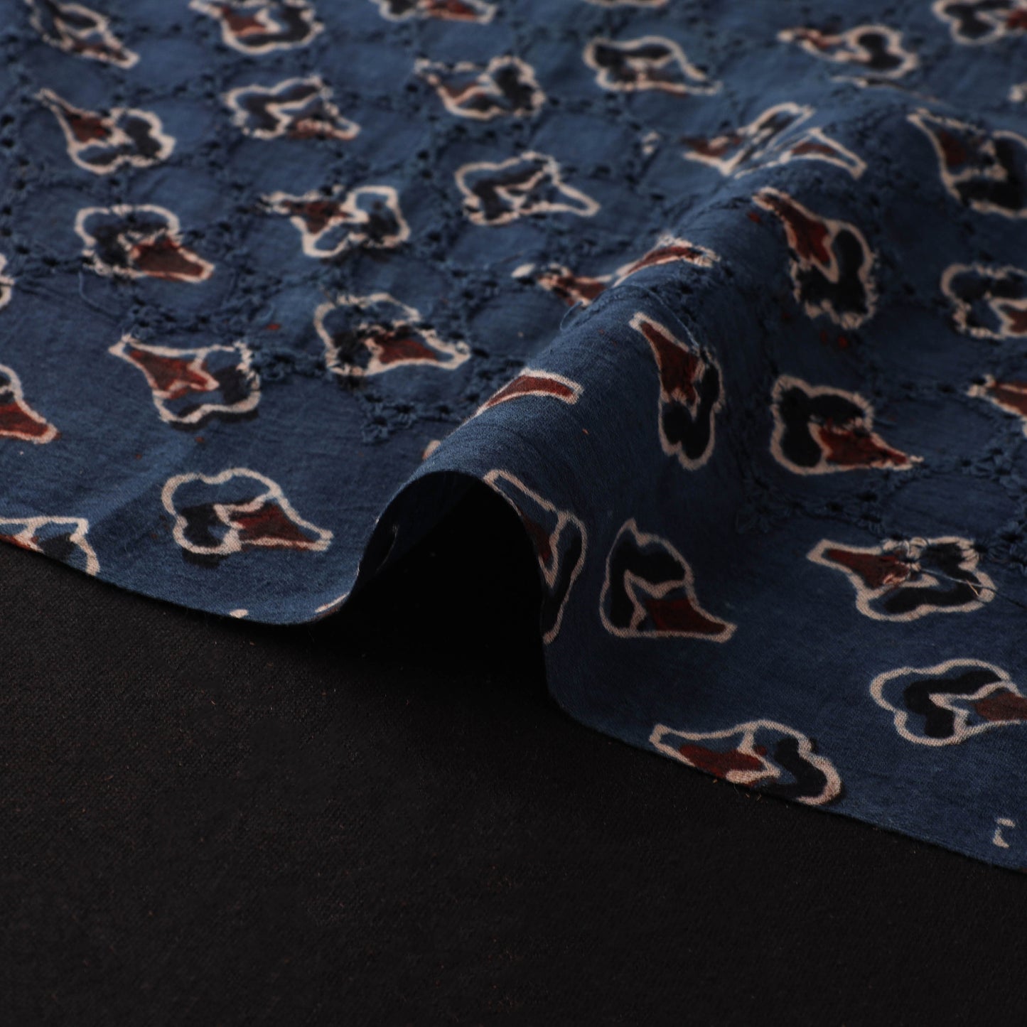 Natural Dyed Ajrakh Hand Block Print Cotton Hakoba Fabric 53