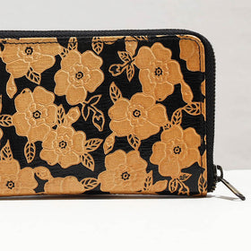 Yellow Handcrafted Embossed Leather Mobile Case with Card Holder 