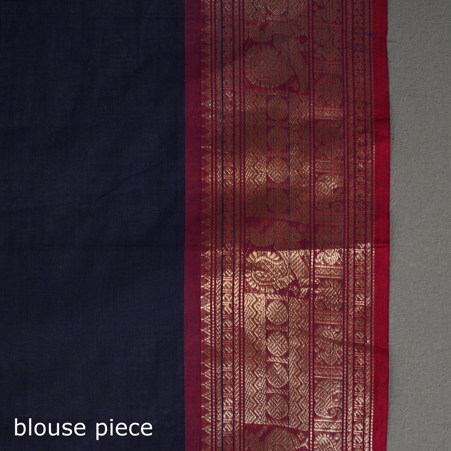 Blue - Kanchipuram Cotton Saree with Buti & Thread Border 29