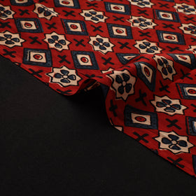 Red - Ajrakh Hand Block Print Natural Dyed Modal Silk Fabric 46