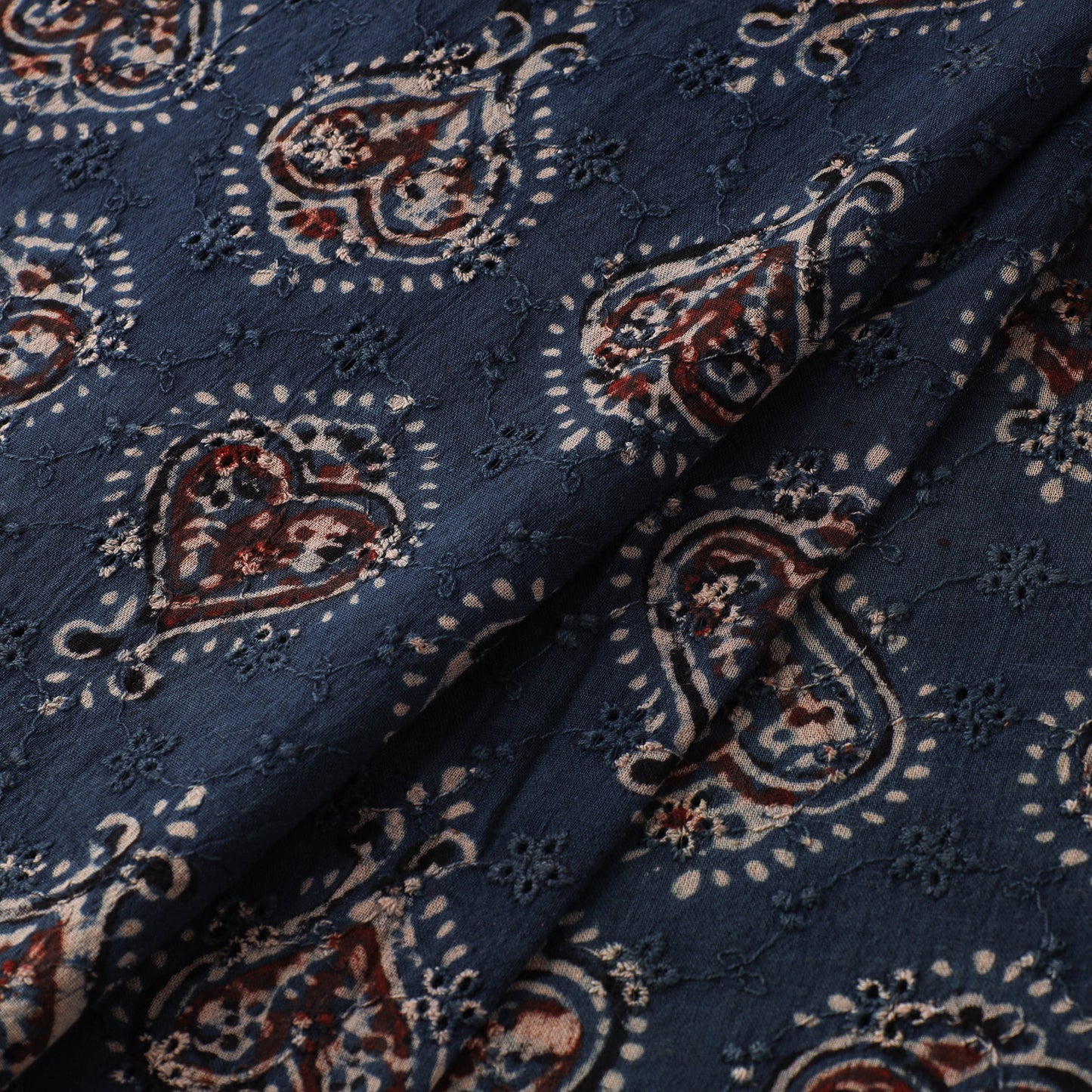 Natural Dyed Ajrakh Hand Block Print Cotton Hakoba Fabric 54