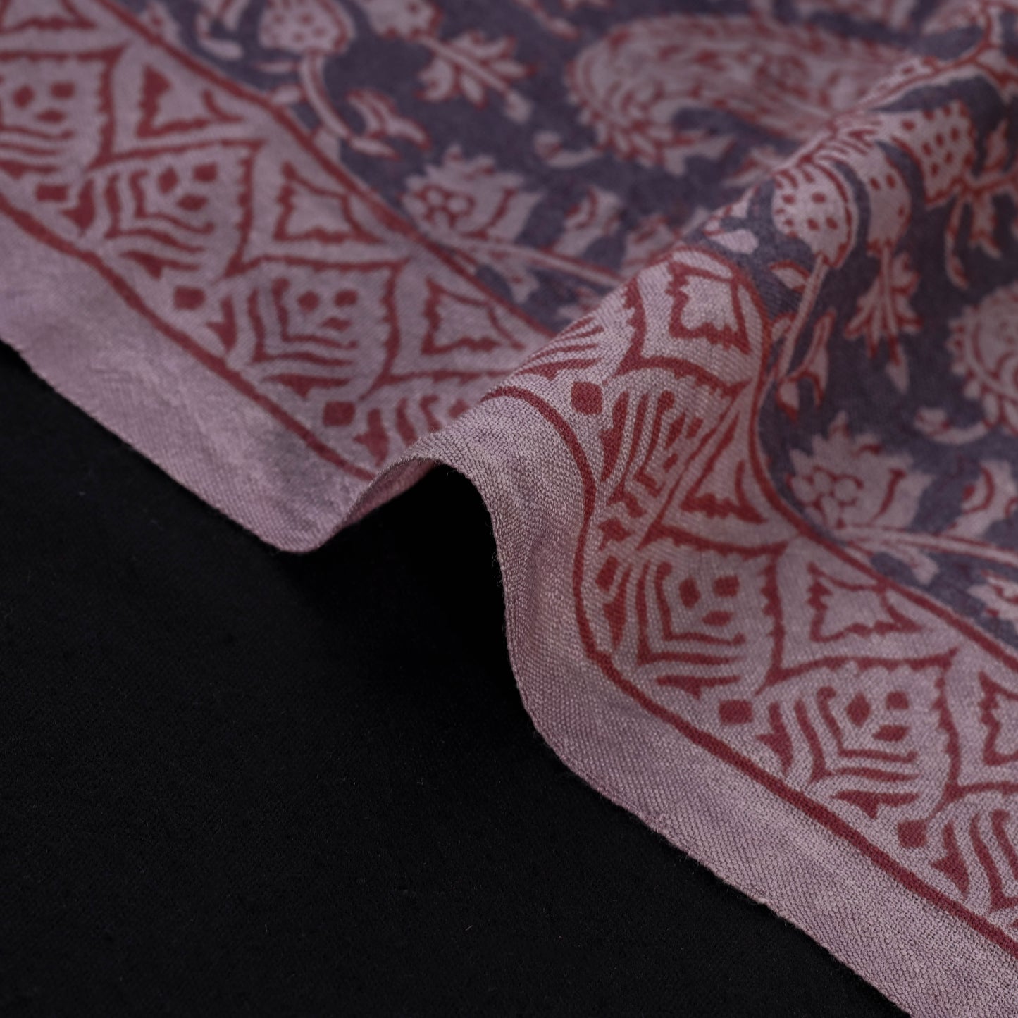 Bagh Hand Block Print Pure Handwoven Merino Wool Natural Dyed Fabric 02