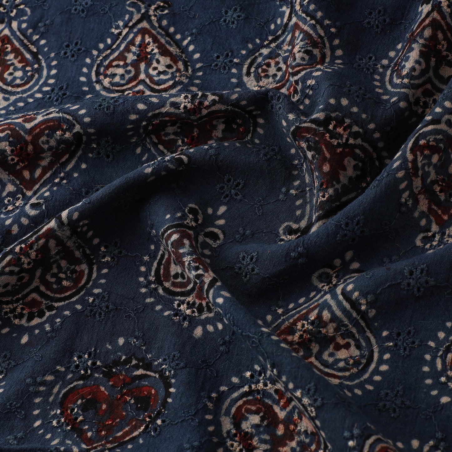Natural Dyed Ajrakh Hand Block Print Cotton Hakoba Fabric 54