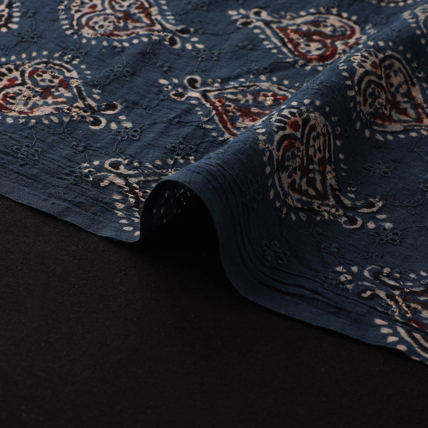 Natural Dyed Ajrakh Hand Block Print Cotton Hakoba Fabric 54